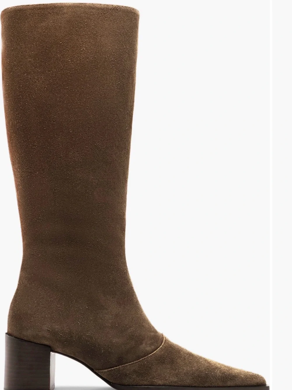 Schutz Rafaela Up Mid Boots Women 9.5B Brown Suede Knee High Block Heel NWT